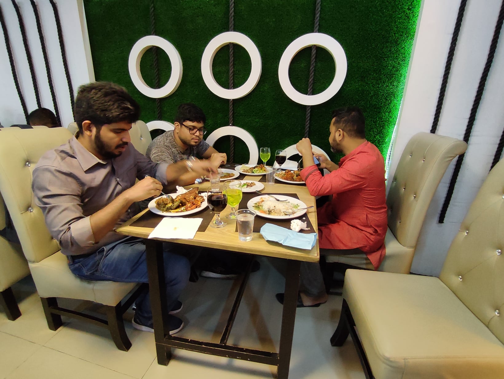 Three people eating