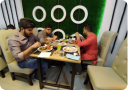 Three people eating